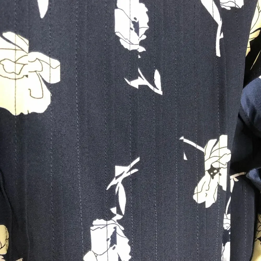 Ann Taylor navy blue yellow white floral jumpsuit size 2